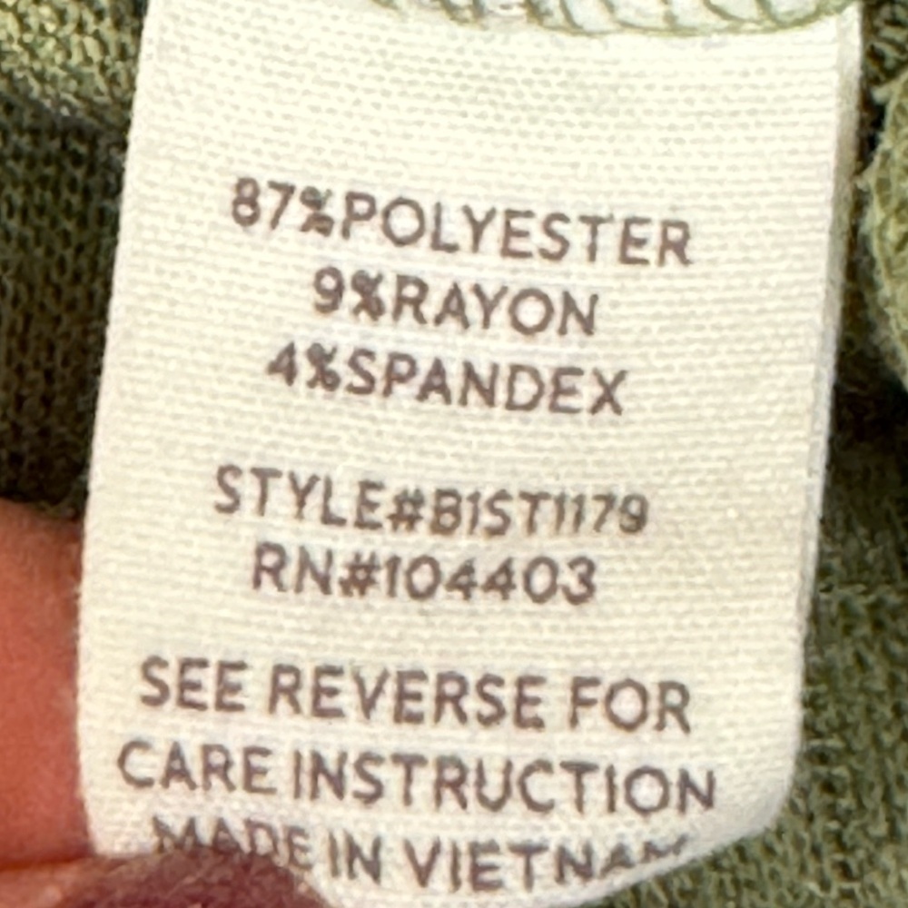 Blu Pepper Oversized Green V Neck Top- Size Large - Picture 7 of 7